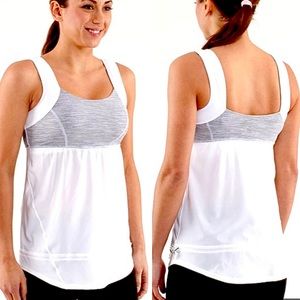 Lululemon Run: Chase Me Tank, White/Space Grey, Size 10